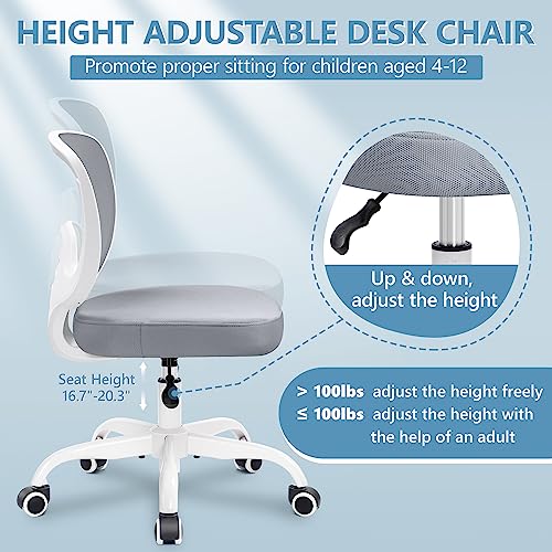 Primy Kids Desk Chair, Ergonomic Children Study Computer Chair Adjustable, Breathable Mesh Office Chair With Wheels, Armless Rolling Swivel School Task Chair For Boys Girls Age 4-12 In Home Bedroom #TOP3