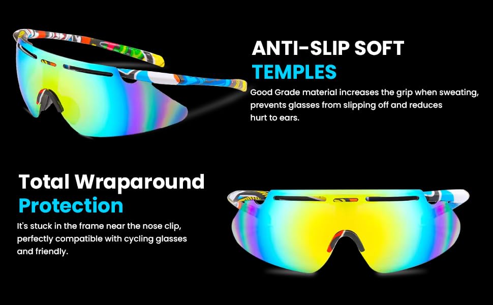 Image of Universal Wraparound Rimless UV400 Protected Sports Sunglasses - for Cycling Cricket Riding Running Tennis Hydrophobic Anti Glare Lens with Full Coverage & Protection with Rich Grip (Blue Mirror)