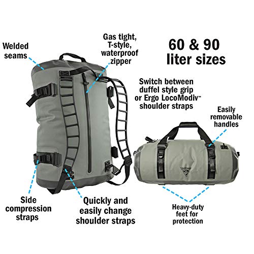Seattle Sports LocoDry Andalé Roll Duff - 35L Navigator Waterproof Duffel Travel Bag, Gray/Black