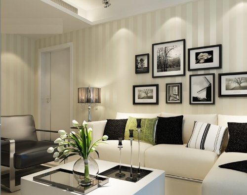 Qihang European Modern Minimalist Country Stripe Wallpaper Roll For Living Room Bedroom Tv Backdrop Wall Beige Color #TOP1