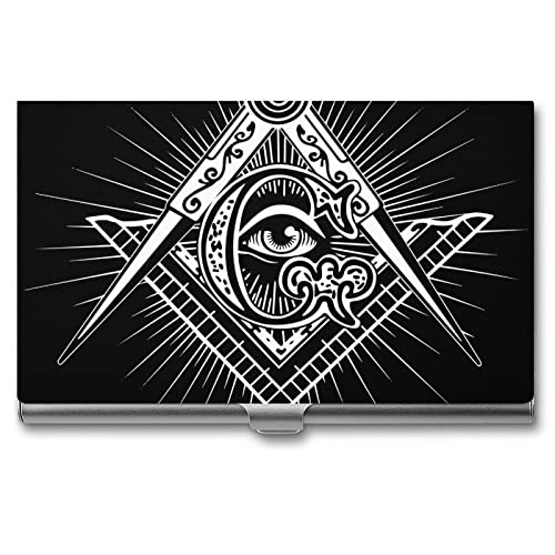 Freemasonry Masonic Masonry Business Card Holder for Men Women Pocket Name Card Case Slim Metal ID Wallet