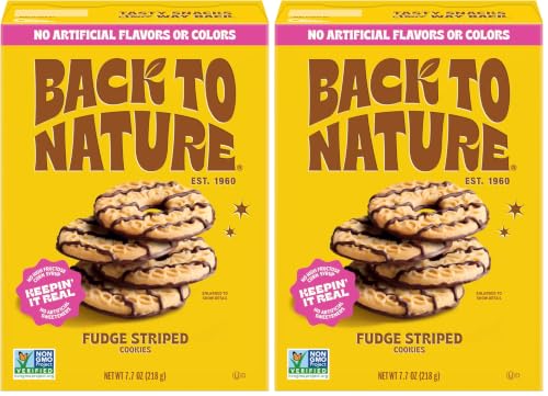 Image of Back to Nature - Fudge Striped Cookies - Made with Ingredients like Wheat Flour - Vegan and Non-GMO - Seriously Tasty Snack - 7.7 Ounce (Pack of 2)