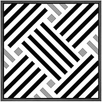 SIGNWIN Framed Canvas Wall Art Optical Illusion Line Art in a Symmetrical Patches Geometric Shapes Illustrations Modern Fun Black and White for Living Room, Bedroom, Office - 16x16 inches