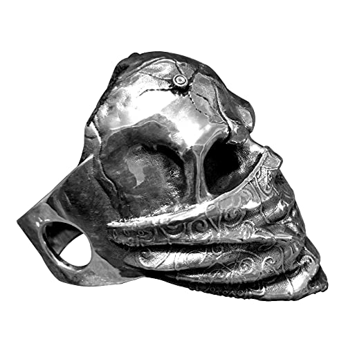Bullet Mask Skull Rings for Men Solid 925 Sterling Silver Biker Punk Ring