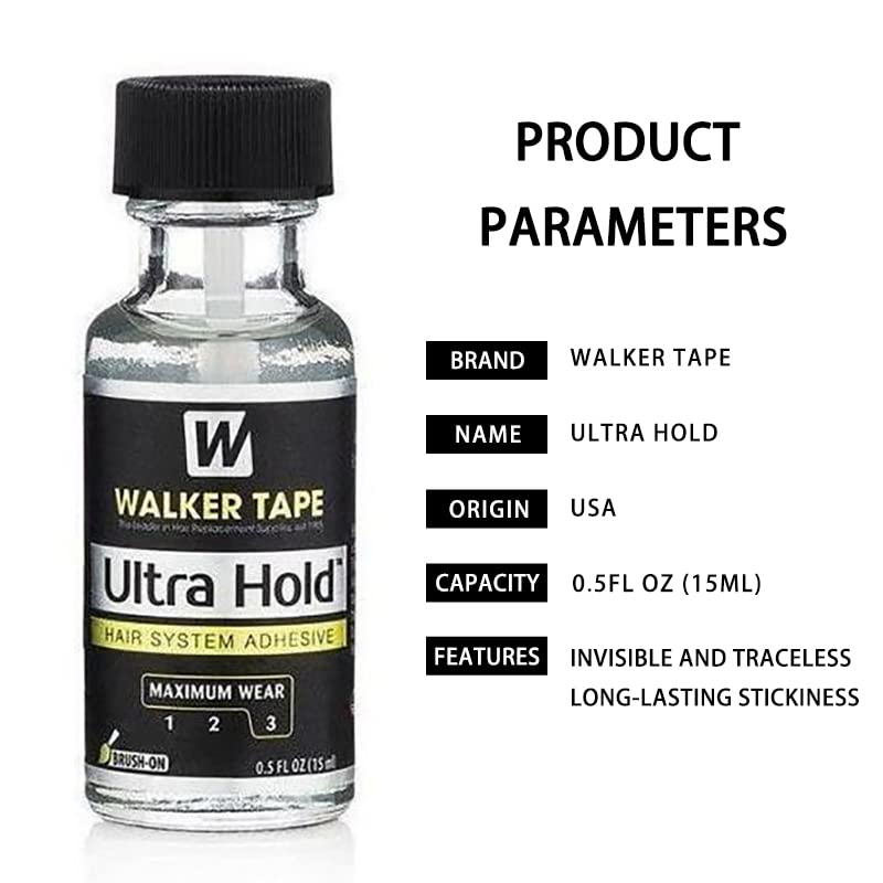 Ultra Hold Hair System HAIR WONDERS Toupees Front Bonding Wigs Weave Active Lace Glue Adhesive 0.5oz w/15 ml Wig Glue with Brush Applicator Saver