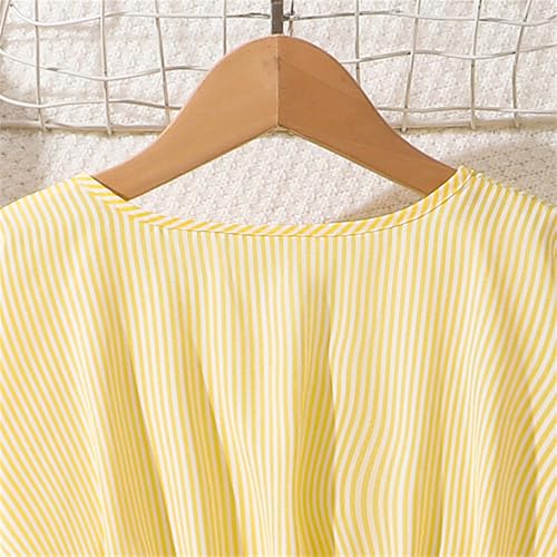 Girls Summer Ruffle Midi Dress Tiered Swing A-Line Pleated Cotton Solid Tunic Dresses for Teen Kids Casual Outfits4