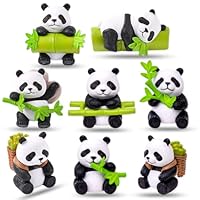 BXZGLHF 8 Pcs Panda Figures, Mini Panda Cake Toppers, Birthday Cake Decorations