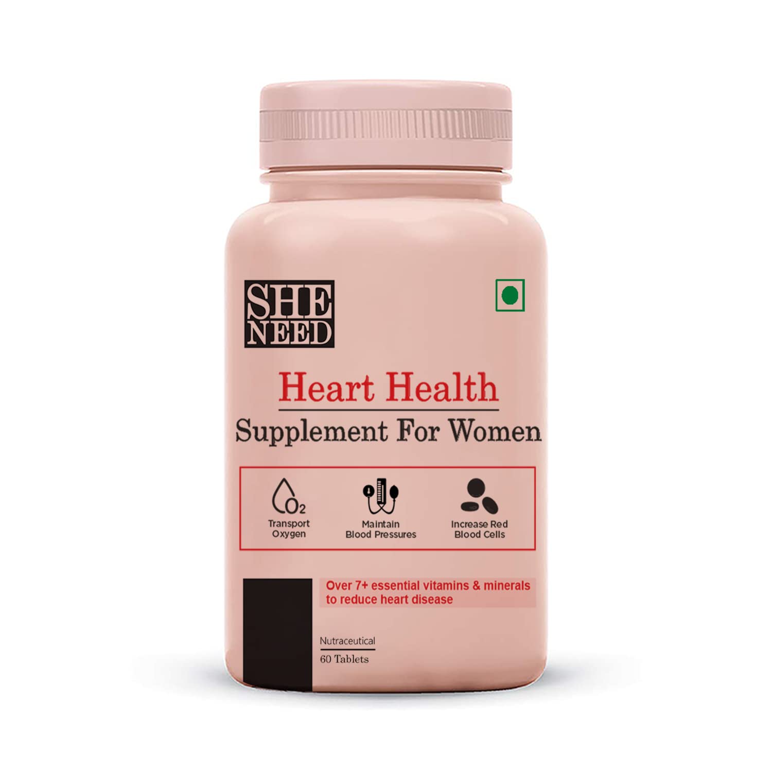 SheNeed Women’s Heart Health Supplement - Balances Cholesterol Levels | Enhances Blood Circulation | Healthy Cardio vascular | Protects against free radical damages - 60 capsules (B0BTTBQ6ZC) Amazon Price History, Amazon Price Tracker