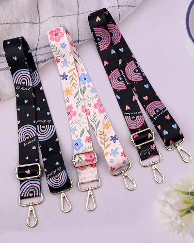 Image of Crossbody Purse Strap for Women Men Girls Boys Mother Girlfriend Gift, Replacement Bag Belt Strap for Purse Handbag Guitar Camera, Adjustable Canvas Wide Shoulder Strap with Golden Hooks
