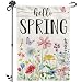 Floral Hello Spring Garden Flag 12x18 Inch Double-Sided, Outdoor Spring Decorations for Home & Porch & Yard, Small Burlap April Garden Flag for Outside, Farmhouse Welcome Flower Decor for Easter