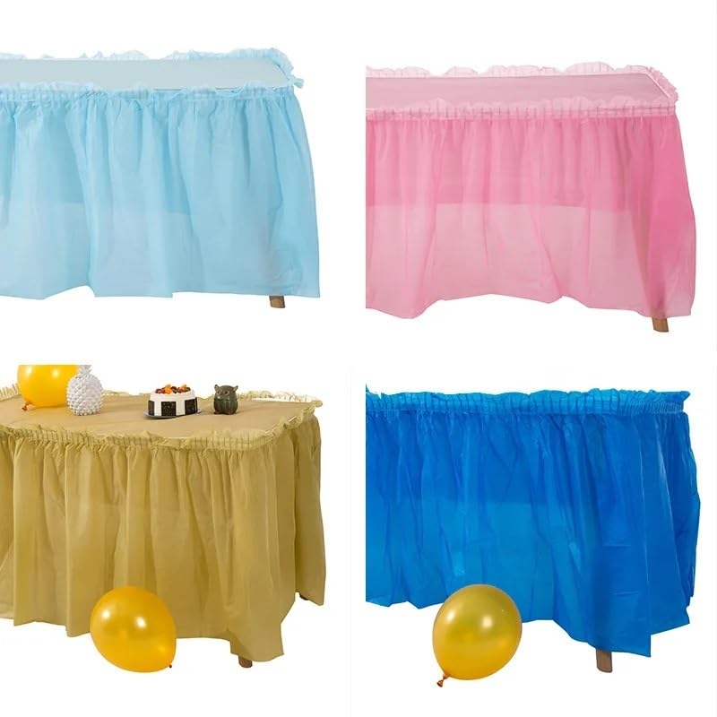 Falda de mesa desechable, falda de mesa de plástico libre de BPA, mantel Rectangular reutilizable desechable, falda for fiesta de banquete de cumpleaños, 1 ud. ( Color : Blue , Size : 73x426cm Table S