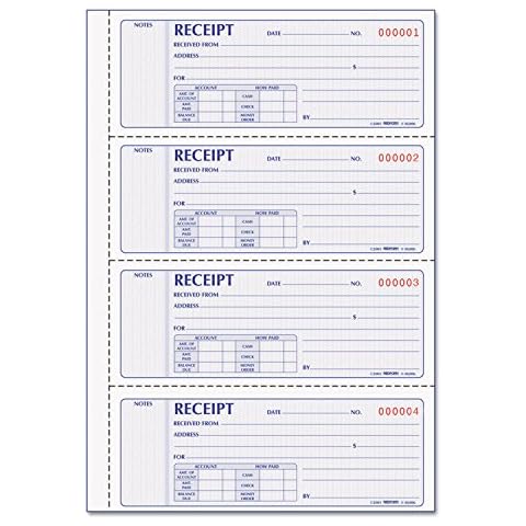 Rediform 8L806 Money Receipt Book 2 3/4 x 7 Carbonless Duplicate 200 Sets/Book Cover