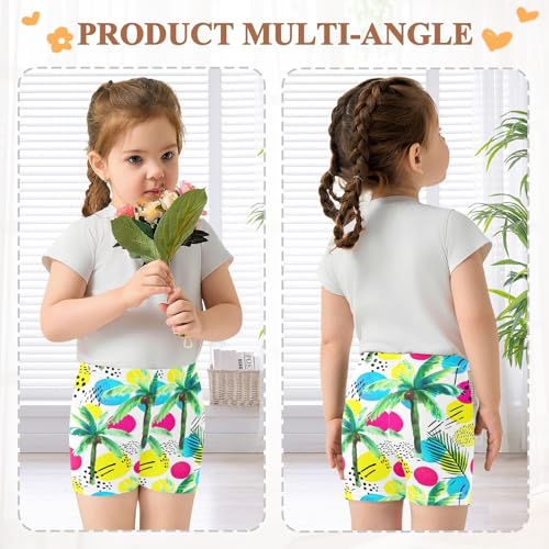 Palm Leaves Circles Girls Bike Shorts Toddler Dance Athletic Shorts Under Dress Clothes for Girls 4-10,4T4