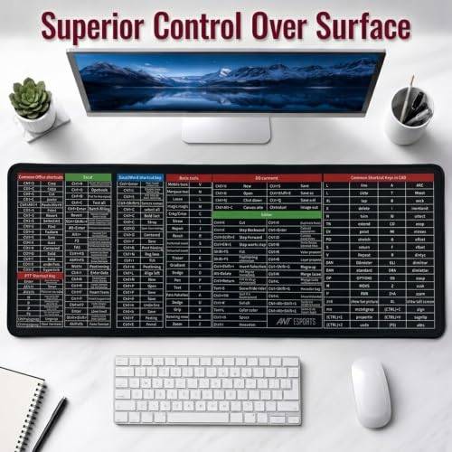 Image of Ant Esports Windows Extra Large Mouse Pad 800x300mm Keyboard & Mouse Mat with Microsoft Windows Shortcut Keys Anti-Slip Rubber Base Stitched Edges Smooth Surface for Office Gaming Extended Desk Mat