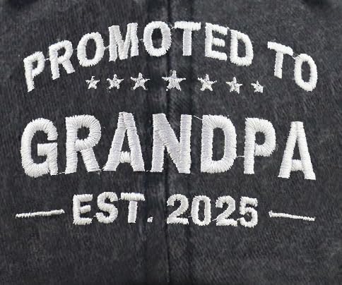 Image of Promoted to Grandpa 2025 Hats for Men, Fathers Day Birthday Gifts for Dad, Adjustable Embroidered Cotton World's Best Grandfather Baseball Cap