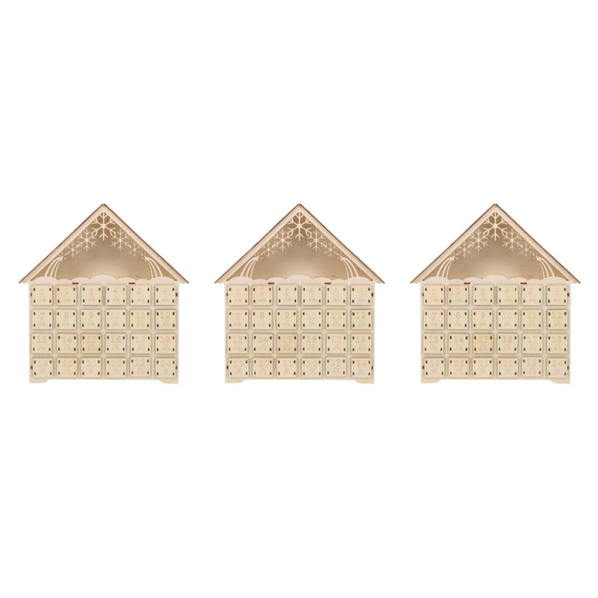 Toyvian 3 Piezas Calendario de Adviento Iluminado de Madera 24 Días con