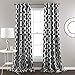 Lush Decor Edward Trellis Curtains Room Darkening Window Panel Set for Living, Dining, Bedroom (Pair), 84" x 52", Black