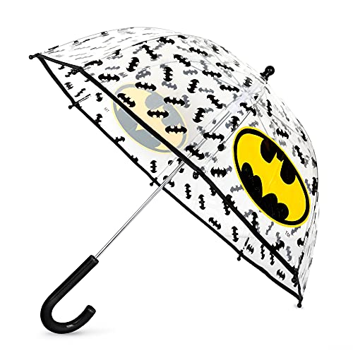 ABG Accessories ABG boys Kids Clear for Rain Boy's, Transparent with an Easy Grip Handle, Dome Windproof, Bubble Umbrella, DC Comics, Batman, Age 3-10...