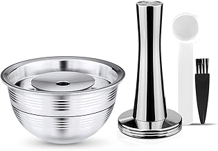 Staright Cápsulas de café preenchíveis de aço inoxidável Cápsulas de café reutilizáveis Conjunto de filtros para copos compatível com Nespresso Vertuo Capsules Pod Vertuoline GCA1 e Delonghi ENV150 Coffee Machine