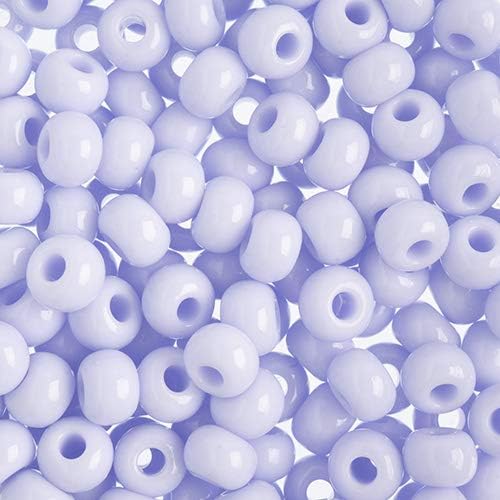 Czech Glass Seed Beads 2/0 (6.1mm Diameter) Opaque Natural Lilac DIY Jewelry Making Beads - 250g Bulk Bag by Preciosa (Jablonex)