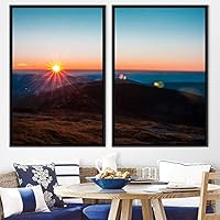 2 Piece Framed Canvas Wall Art Sunset in The Mountains Canvas Prints Home Artwork Decoration for Living Room,Bedroom - 16