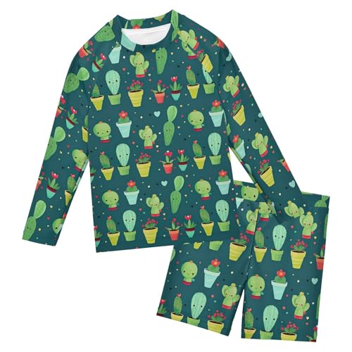 Cactus Cute Toddlers and Baby Boys' Swimsuit Trunk and Rashguard Set B0402393