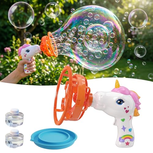 Prikpont Unicorn Bubble Gun for Kids Bubble Machine with Bubble in Bubble 1000+ Bubbles/Min Bubble Blower Toy Toddler Outdoor Toys Birthday for 3 4 5 6 7 8 Year Old Girls