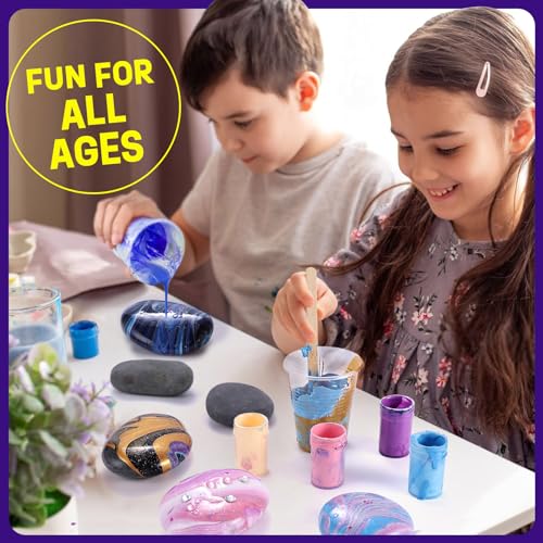 LAOESE 2 in 1 Rock Painting Art Kit - Glow in The Dark Pouring Rock Kit - Arts and Crafts for Kids Girls & Boys Ages 6-8, 8-12, Craft Paint Kits Creative Toys, Art Supplies Birthday Gift for Kids - Image 4