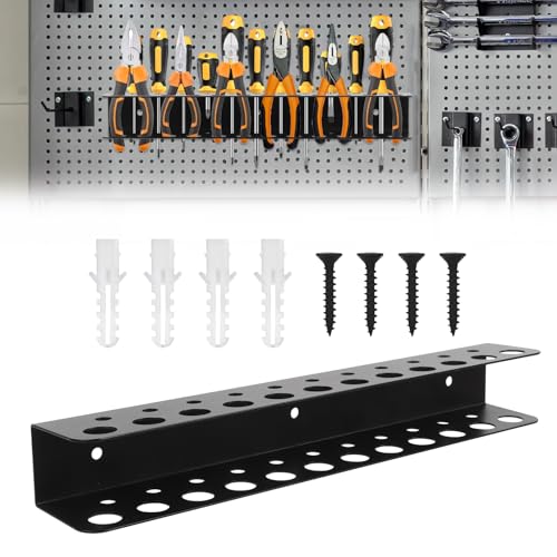 BigKing Wall Tool Storage, 32 cm Wall Shelf Tool Holder, Hand Tool Hammer Pliers Storage Holder for Screwdrivers, Wrench, Hammer, Hand Tool (23 Holes, Composite Storage)