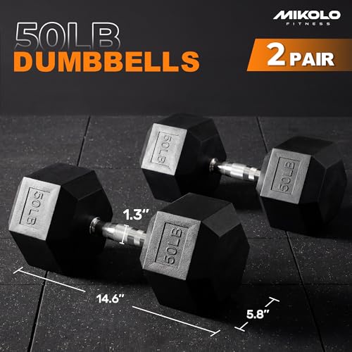 Image of Mikolo Dumbbell Sets with Rack, Rubber Hex Dumbbells, Multiple Choices in 160 /200 /380 /450 /550LB, Hand Weights with Chrome Handle for Strength Training