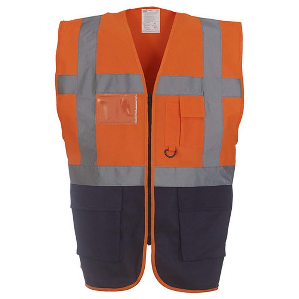 Yoko Hi-Vis Premium Executive/Manager Waistcoat / Jacket (2XL) (Hi Vis Yellow/Navy) — image 1