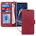 FYY [Luxury Genuine Leather] Wallet Case for Samsung Galaxy S8, [Kickstand Feature] Flip Folio Case Cover with [Card Slots] and [Note Pockets] for Samsung Galaxy S8 Wine Red