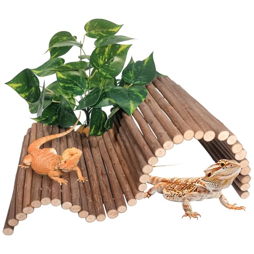 Reptile Hide Bearded Dragon Tank Accessories Large Climbing Woode...