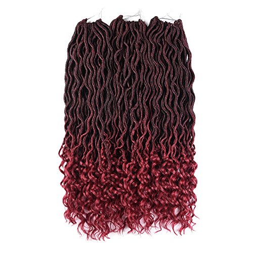 6Packs 18Inch Wavy Faux Locs with Curly End Crochet Braids Twist Hair 24Strands/Pack Synthetic Goddess Curly Faux Locs With Free End Crochet Braiding Hair Extensions (TBUG)