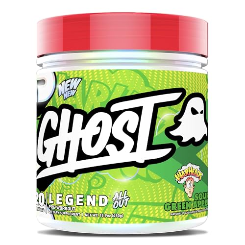 GHOST Legend All Out Pre-Workout Powder, Warheads Sour Green Apple - 20 Servings - Pre-Workout Supplement for Men & Women - Energy & Pumps - Caffeine, Citrulline, Beta Alanine, Betaine & NO3-T