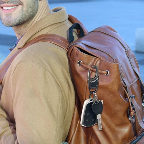 Image of Keychain Carabiner Clip,Heavy Duty Belt Loop Car Key Ring Holder | Durable metal build, mens EDC accessory, 4 key rings, secure locking D-ring, fits belt loops, holds home, car key fobs