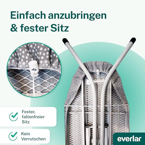 everlar® Premium Bügelbrettbezug 120x40 (M) I Made in Germany I OEKOTEX100 I Bügeltischbezug I...