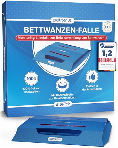 Trampa para chinches [5 unidades] Trampas para chinches para la detección de infestaciones para control de chinches, trampa adhesiva de monitorización con cebo con fuerte señuelo, sistema de