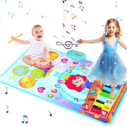 ピアノマット おもちゃ ドラムセット 多機能 音楽マット 折り畳み ミュージックマット 8鍵盤 8種類動物音 17デモ曲 6種類楽器音 録音 再生 音量調整 防水素材 滑り止め 知育玩具 音楽プレイマット 子供 女の子 男の子 誕生日 クリスマス 新