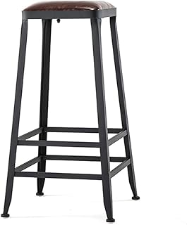 MANG Taburetes De Bar Industriales Taburete Redondo Apilable Taburete De Cocina Silla De Comedor Asiento Sin Respaldo Patas De Marco De Metal Altura De Pub con Reposapiés