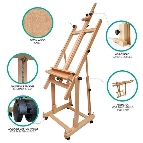 image for Mont Marte Tilting Studio Wooden Floor Easel. Height Adjustable Extra 