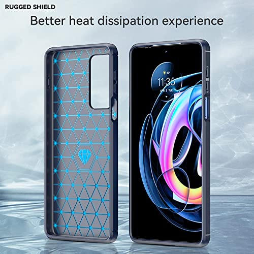 Image of NPRC Hybrid Ultra Slim Protective Case TPU Non-Slip Carbon Fiber Texture Shockproof Case Cover for Moto Edge 20 - Blue
