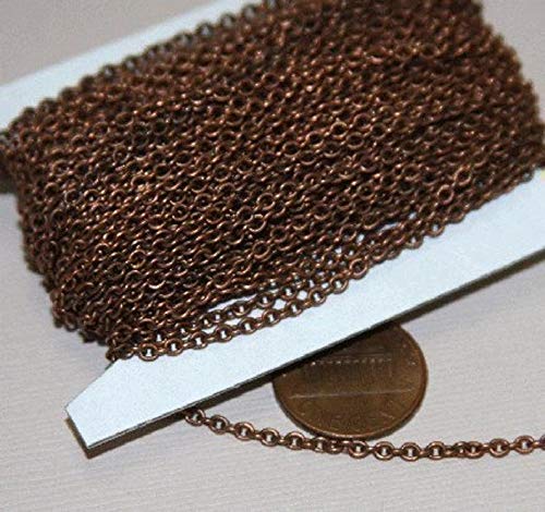 10 ft of Antiqued Copper Plated soldered Round Cable Chain 2.1x2.7mm