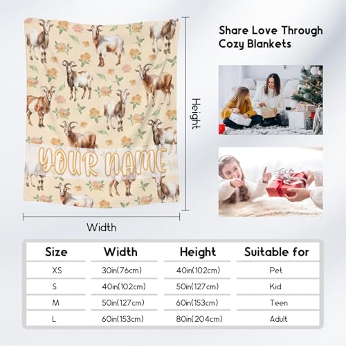 Custom Goat Blanket, Cute Soft Throw Gifts for Adults Women, Cozy Flannel Throw Blankets for Bed Living Room, 60"x80"