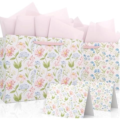 slapaflife Gift Bags Set of 2,Large 13" Gift Bag with Tissue Paper,Floral Gift bag Includes Matching Tissue Paper,Card and Envelope,Perfect For Presents of Any Special Occasion Cover
