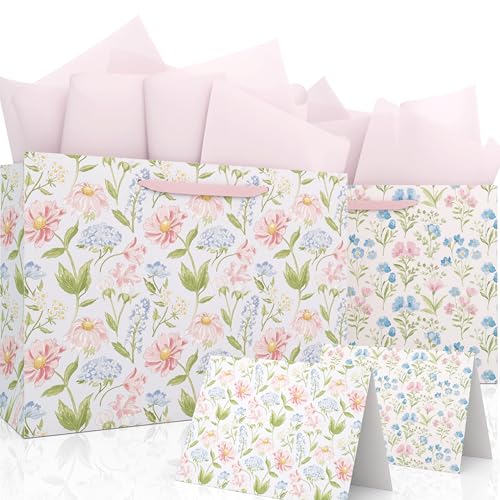 slapaflife Gift Bags Set of 2 Large 13 Gift Bag with Tissue Paper Floral Gift bag Includes Matching Tissue Paper Card and Envelope Perfect For Presents of Any Special Occasion