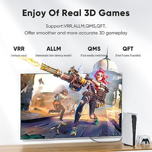 ARISKEEN 8K HDMI 2.1 Cable 1M, High-Speed 48Gbps HDMI 2.1 Cable, Supports 8K@60HZ, 4K@120Hz - Image 2