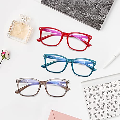 5 Pack Blue Light Blocking Reading Glasses Fashion Square Computer Readers For Women Men, Anti Uv Ray Nerd Eyeglasses (5C A, 1.75) #TOP6