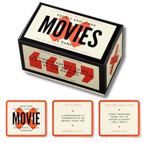 Brass Monkey Poorly Explained Movies – Party Game with 125 Cards Featuring Uniquely Terrible Descriptions of Movies, Suitable for 2-8 Players
