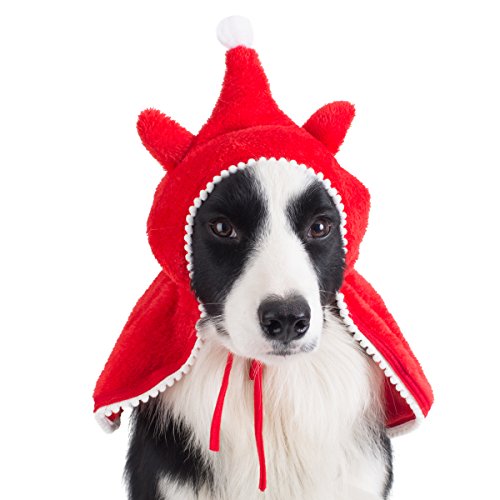 FOMATE Dog & Cat Costumes for Christmas and Holidays. Red Cloak for Pets Costume. Christmas Mantle, Santaâ€™s Helper Clothes (M)